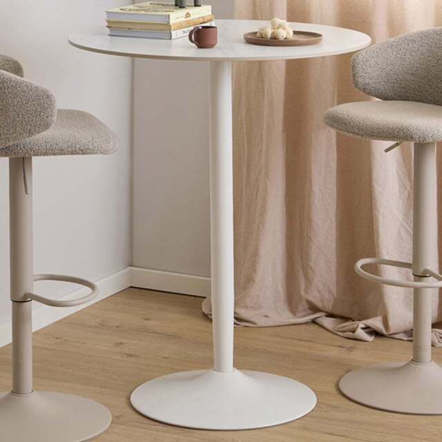 Florence Malta 2 Seater Ceramic White Round Bar Table - Size: 105 x 80 x 80cm - Furniture To Go - Wilko - image 1