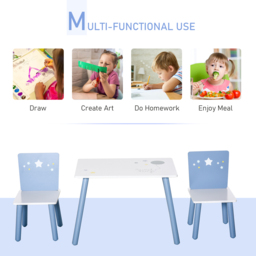 Playful Haven 3 Piece Blue Kids Table and Chair Set - Size: 60 x 143 x 55cm - Wilko - thumbnail 4