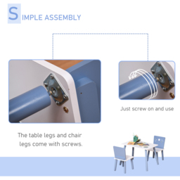 Playful Haven 3 Piece Blue Kids Table and Chair Set - Size: 60 x 143 x 55cm - Wilko - thumbnail 5