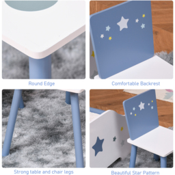 Playful Haven 3 Piece Blue Kids Table and Chair Set - Size: 60 x 143 x 55cm - Wilko - thumbnail 6