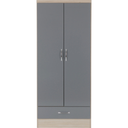 Seconique Nevada 2 Door Single Drawer Grey Gloss and Light Oak Veneer Wardrobe - Size: 2 Door, Single Drawer - Wilko - thumbnail 4