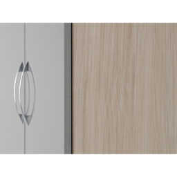 Seconique Nevada 2 Door Single Drawer Grey Gloss and Light Oak Veneer Wardrobe - Size: 2 Door, Single Drawer - Wilko - thumbnail 7