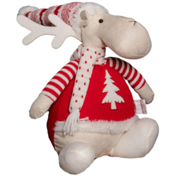 Samuel Alexander Light Up Sitting Reindeer Christmas Decoration with Red and White Jumper - Size: 40 x 30 x 30cm - Multi - Wilko