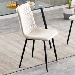 Lexi Set of 4 Beige Velvet Fabric Dining Chairs - Cream - MCC - Wilko