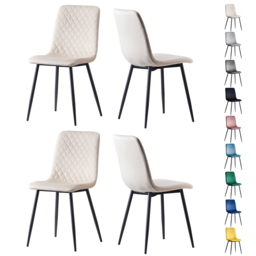 Lexi Set of 4 Beige Velvet Fabric Dining Chairs - Cream - MCC - Wilko - thumbnail 3