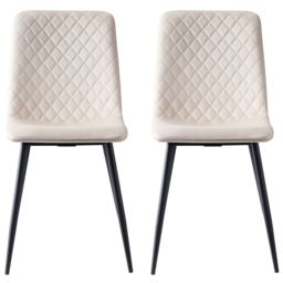 Lexi Set of 4 Beige Velvet Fabric Dining Chairs - Cream - MCC - Wilko - thumbnail 4