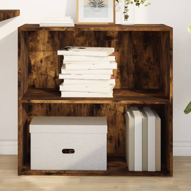 vidaXL 2 Shelf Smoked Oak Bookcase - Size: 77 x 30 x 80cm - Brown - Wilko - image 1