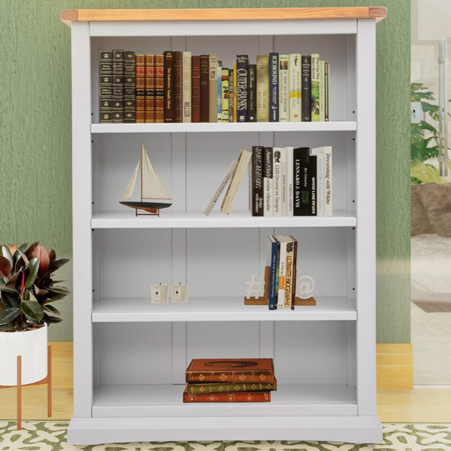 Loreo 4 Shelf Light Grey Wide Bookcase - Wilko - image 1