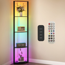 HOMCOM 5 Shelf Black Dimmable RGB LED Floor Lamp - Size: 48 x 13 x 37cm - Wilko - thumbnail 3