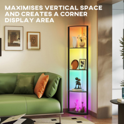HOMCOM 5 Shelf Black Dimmable RGB LED Floor Lamp - Size: 48 x 13 x 37cm - Wilko - thumbnail 7
