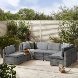 Furniturebox Windermere 6 Seater Grey Rattan Sofa Lounge Set - Wilko - thumbnail 6