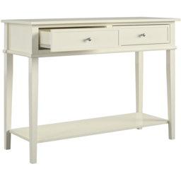 Dorel Franklin 2 Drawer Single Shelf White Console Table - Size: 76 x 104 x 40cm - Wilko - thumbnail 5