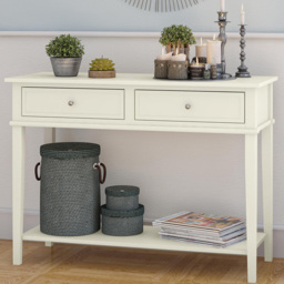 Dorel Franklin 2 Drawer Single Shelf White Console Table - Size: 76 x 104 x 40cm - Wilko - thumbnail 1