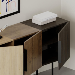 Decortie Tontini Oak Effect and Dark Coffee Console Sideboard Unit - Size: 79.5  x 150.0  x 44.5 cm - Multi - Wilko - thumbnail 4