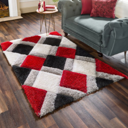 Origins 3D GEO Red Shaggy Rug 80 x 150cm - Origins Rugs - Wilko - thumbnail 3