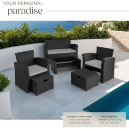 tectake Modena 4 Seater Black and Grey Rattan Garden Lounge Set with Storage - Wilko - thumbnail 5