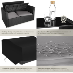 tectake Modena 4 Seater Black and Grey Rattan Garden Lounge Set with Storage - Wilko - thumbnail 6
