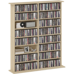 HOMCOM 16 Shelf Natural DVD and CD Media Storage Unit - Size: 126.3 cm x 24 x 106.5 cm - Brown - Wilko - thumbnail 3