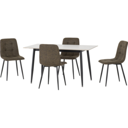Seconique Fenton 4 Seater Dining Set White and Olive Green Suede Fabric - White/Olive Green Suede Fabric - Wilko - thumbnail 3