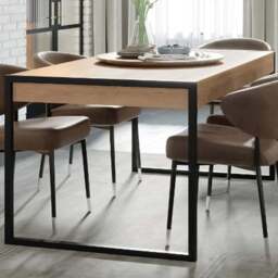 Florence High Rock 4 Seater Dinning Table Matt Black and Riviera Oak - Brown - Furniture to Go - Wilko