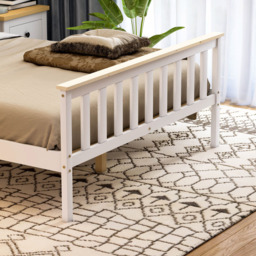 Vida Designs Milan Double White and Pine High Foot Wooden Bed Frame - Wilko - thumbnail 5