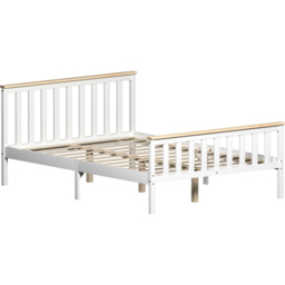 Vida Designs Milan Double White and Pine High Foot Wooden Bed Frame - Wilko - thumbnail 3