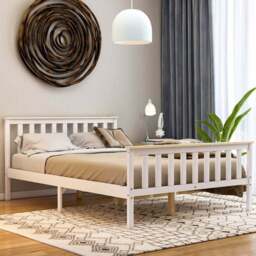 Vida Designs Milan Double White and Pine High Foot Wooden Bed Frame - Wilko - thumbnail 1