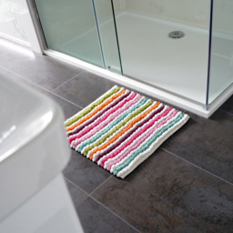Allure Bath Fashions California Multi Bright Striped Square Chunky Bobble Bath Mat 50 x 50cm - Wilko - thumbnail 3