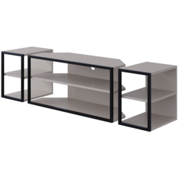 Decortie Echo 2 Shelf Mocha Grey Metal Frame Modern TV Unit with 2 Side Table - Size: 45 x 160 x 42cm - Wilko - thumbnail 3