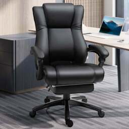 Portland Black PU Leather Swivel Recliner Executive Office Chair - Size: 68 x 68 x 117cm - Wilko