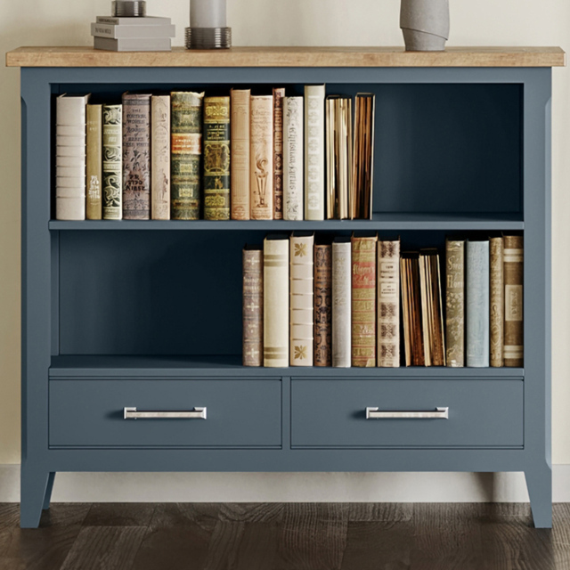 Baumhaus Signature 2 Drawer 2 Shelf Blue Low Bookcase - Wilko - image 1