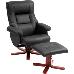HOMCOM Black Leather Upholstered Recliner Chair with Footstool - Size: Single - Wilko - thumbnail 3