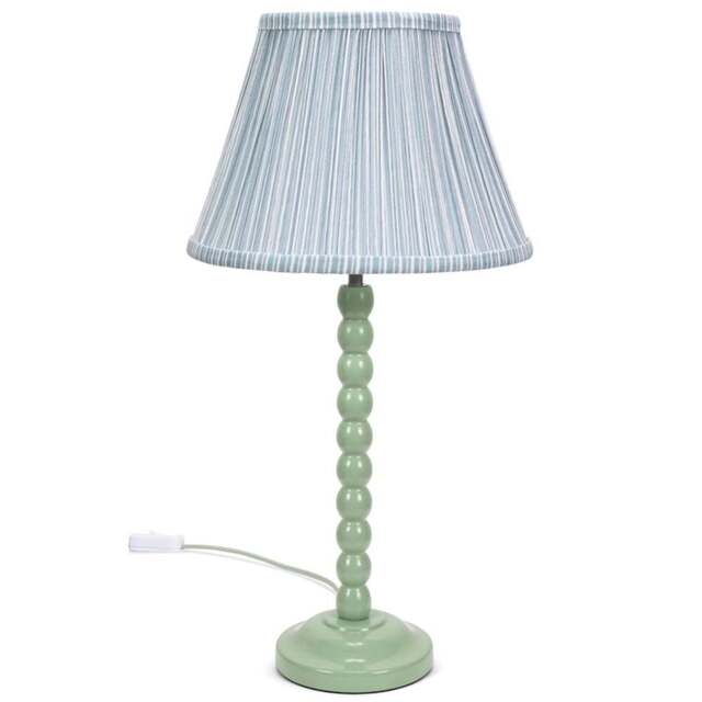 ValueLights Bobbins Blue Stripe Shade Sage Green LED Table Lamp - Size: 52 x 27 x 27cm - Wilko - image 1