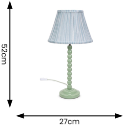 ValueLights Bobbins Blue Stripe Shade Sage Green LED Table Lamp - Size: 52 x 27 x 27cm - Wilko - thumbnail 7