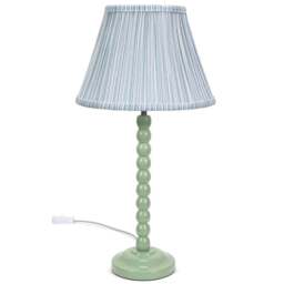 ValueLights Bobbins Blue Stripe Shade Sage Green LED Table Lamp - Size: 52 x 27 x 27cm - Wilko