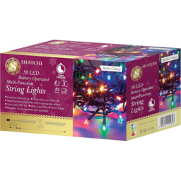Shatchi 50 Multicolour LED Multifunction Green Cable Christmas String Light 5m - Size: 6 x 1.5 x 2cm - Wilko - thumbnail 3