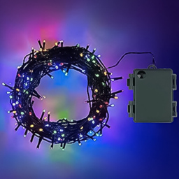Shatchi 50 Multicolour LED Multifunction Green Cable Christmas String Light 5m - Size: 6 x 1.5 x 2cm - Wilko