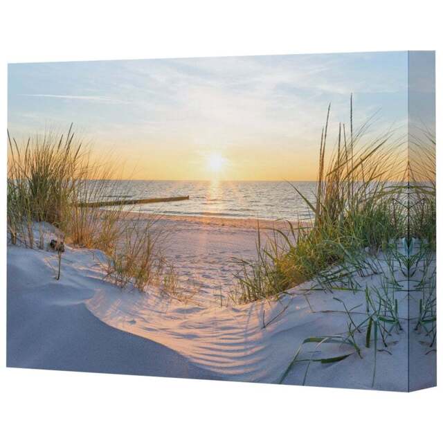 Benjamin Tate Design Print 36 Sunset at the Baltic Sea Beach Canvas 91 x 61cm - Blue - Wilko - image 1