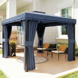 Outsunny 3 x 3m Dark Blue Patio Gazebo with Mosquito Netting - Wilko