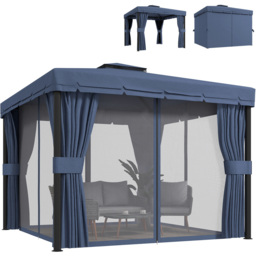 Outsunny 3 x 3m Dark Blue Patio Gazebo with Mosquito Netting - Wilko - thumbnail 3