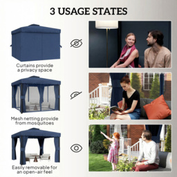 Outsunny 3 x 3m Dark Blue Patio Gazebo with Mosquito Netting - Wilko - thumbnail 7