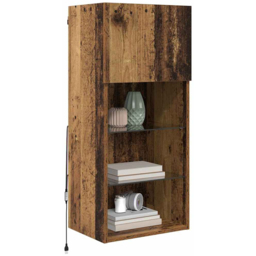vidaXL Single Door 3 Shelf Old Wood Wide Wall Mounted LED TV Unit - Size: 200 x 90 x 40cm - Brown - Wilko - thumbnail 4