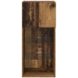 vidaXL Single Door 3 Shelf Old Wood Wide Wall Mounted LED TV Unit - Size: 200 x 90 x 40cm - Brown - Wilko - thumbnail 7