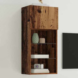 vidaXL Single Door 3 Shelf Old Wood Wide Wall Mounted LED TV Unit - Size: 200 x 90 x 40cm - Brown - Wilko - thumbnail 1