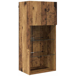 vidaXL Single Door 3 Shelf Old Wood Wide Wall Mounted LED TV Unit - Size: 200 x 90 x 40cm - Brown - Wilko - thumbnail 5