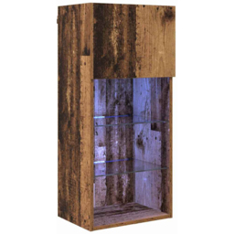 vidaXL Single Door 3 Shelf Old Wood Wide Wall Mounted LED TV Unit - Size: 200 x 90 x 40cm - Brown - Wilko - thumbnail 3
