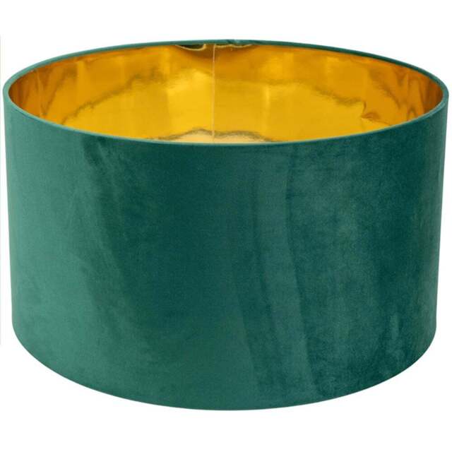 ValueLights Reni Green Velvet and Gold Inner Large Pendant Shade - Size: 25 x 45 x 45cm - Wilko - image 1