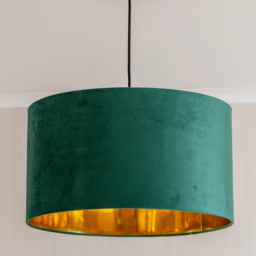 ValueLights Reni Green Velvet and Gold Inner Large Pendant Shade - Size: 25 x 45 x 45cm - Wilko - thumbnail 3