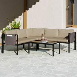 Outsunny 5 Seater Khaki Garden Sofa Set with Mesh Pocket - Cream - Wilko