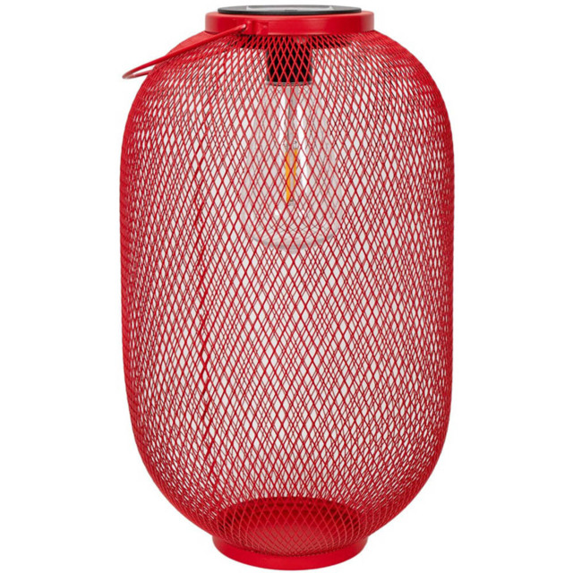 ValueLights Red Metal Mesh Basket Solar Powered Outdoor Garden Lantern Light - Size: 34 x 20 x 20cm - Green - Wilko - image 1